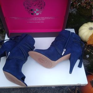 Navy Blue Suede Vince Camuto Booties